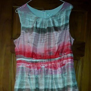 Signature Robbie Bee SZ 14 Orange Pink Ombre SatinTaffeta Fit Flare Dress SPRING